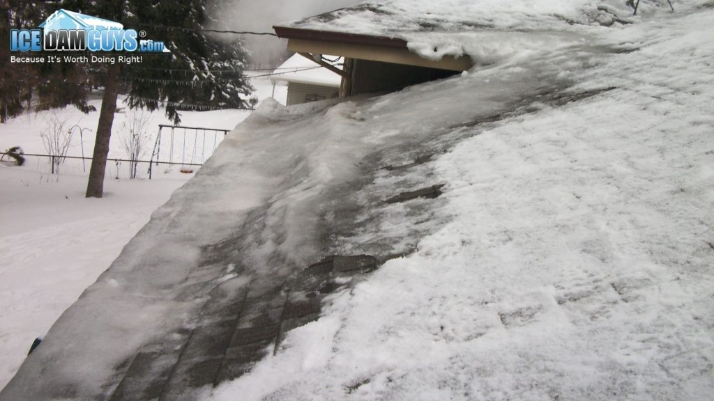 An ice dam the Ice Dam Guys® removed in Des Moines