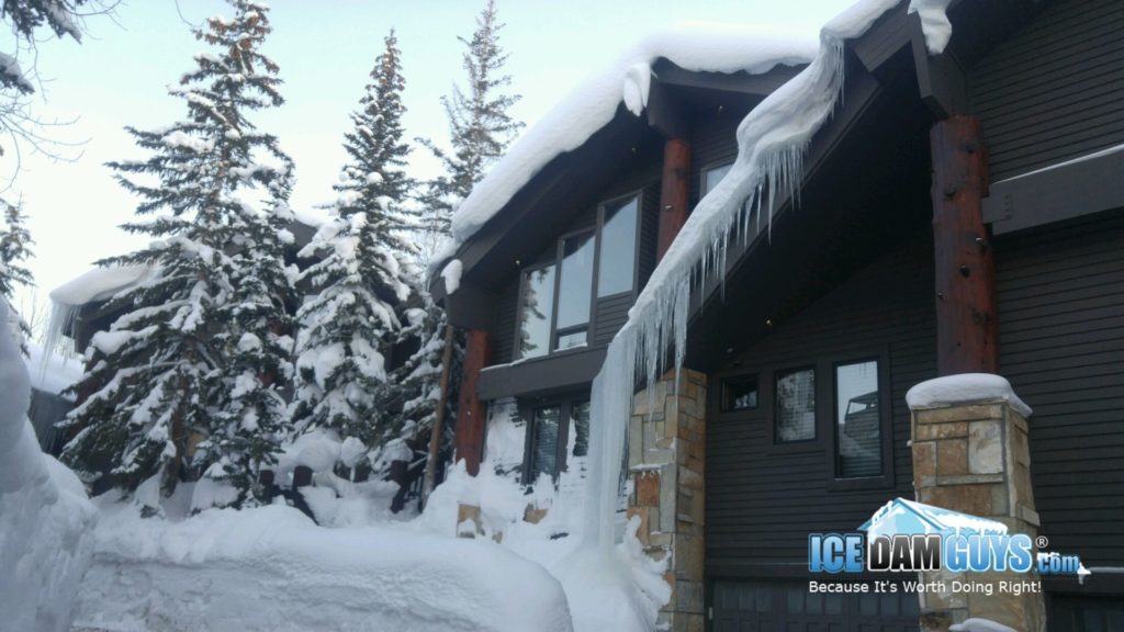 An ice dam on a customer's home that the Ice Dam Guys® removed before it caused more damages.