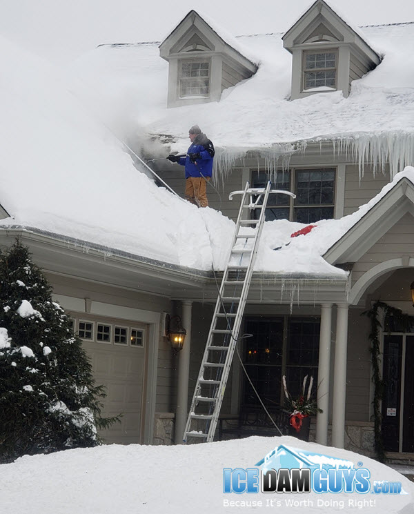 One of the many monster ice dams we've removed in Chicago