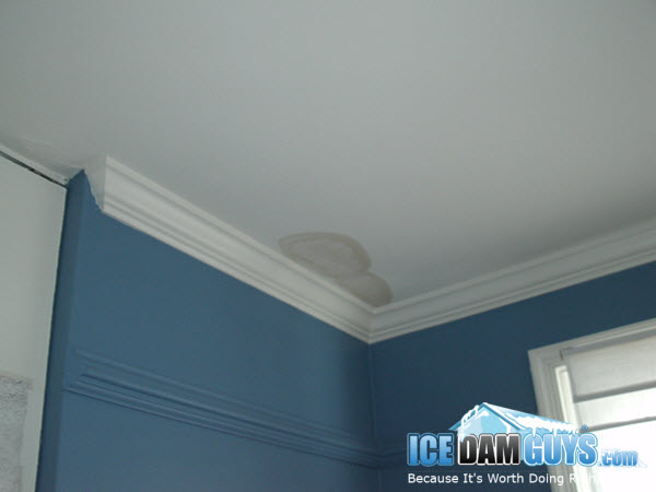 Interior water damage from roof leaks caused by ice dams