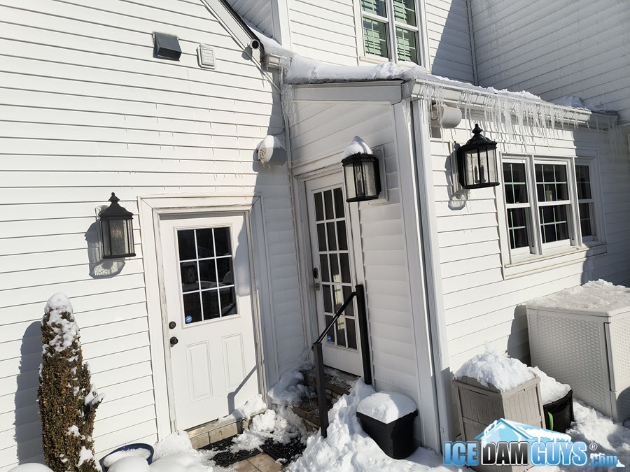 Ice dam on roof in St. Louis, MO - winter of 2025