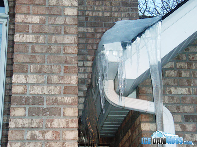 Ice-filled gutters