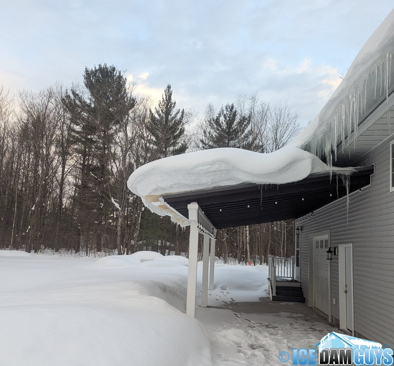 Ice dam on Northern Michigan roof, late February, 2025