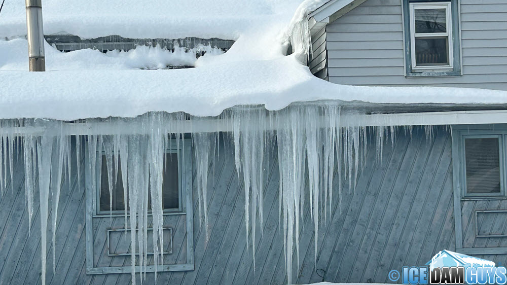 Ice dam on roof in Oneida County, February, 2025