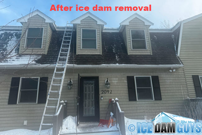 Example of rooftop after ice dam removal (Walpole, MA, February 2026)
